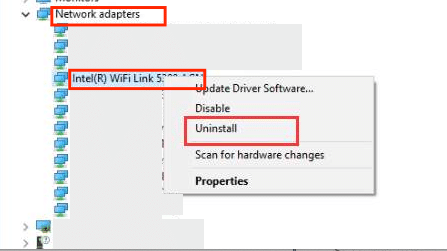uninstall wireless adapter driver to fix non valid ip configuration on windows 10 pc